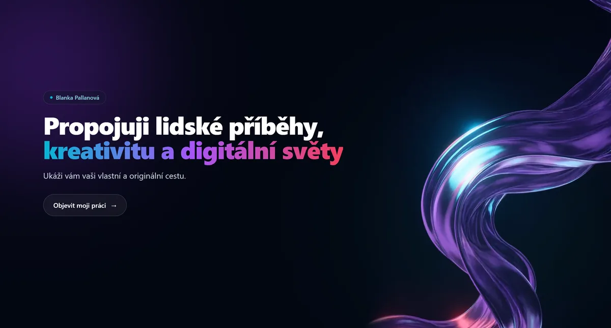 Úvodní strana vizitky blankapallanova.cz — Propojuji lidské příběhy, kreativitu a digitální světy